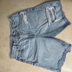 American Eagle Outfitters Women's Distressed Light Blue Jean Shorts